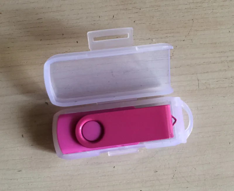 300st Rotatable USB Flash Drive Packaging Box Transparent Mini Box PP Box Storlek 69x25x15mm 2,72 x 0,98 x 0,59 tum