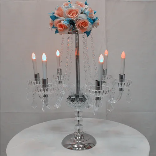 Candelabro de cristal de 7 brazos H60cm, candelabro de cristal para centro de mesa de boda, candelabro de cristal