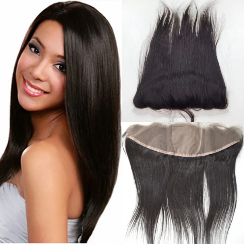 8A Straight Brazilian Virgin Human Hair Silk Base Lace Frontal 13x4 Free Middle 3 Way Part Silk Top Full Lace Frontal Closure