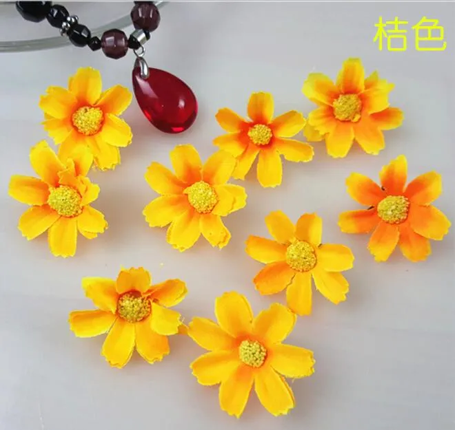 Konstgjorda Gerbera Daisy 3cm Double Petals Silk Flowers Heads for Diy Party Bröllopsdekoration Gratis frakt HJIA200