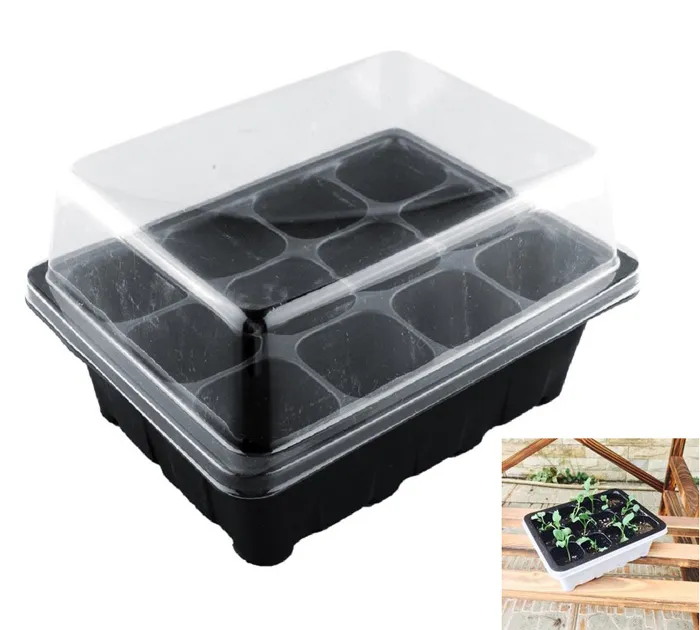 12PCS-Pack Partihandel Slitstarka 12Cells Hole Nursery Pots Växtfrön Växt Box Tray Infoga Propagation Seeding Case Mini Flower Potter Plug Brickor