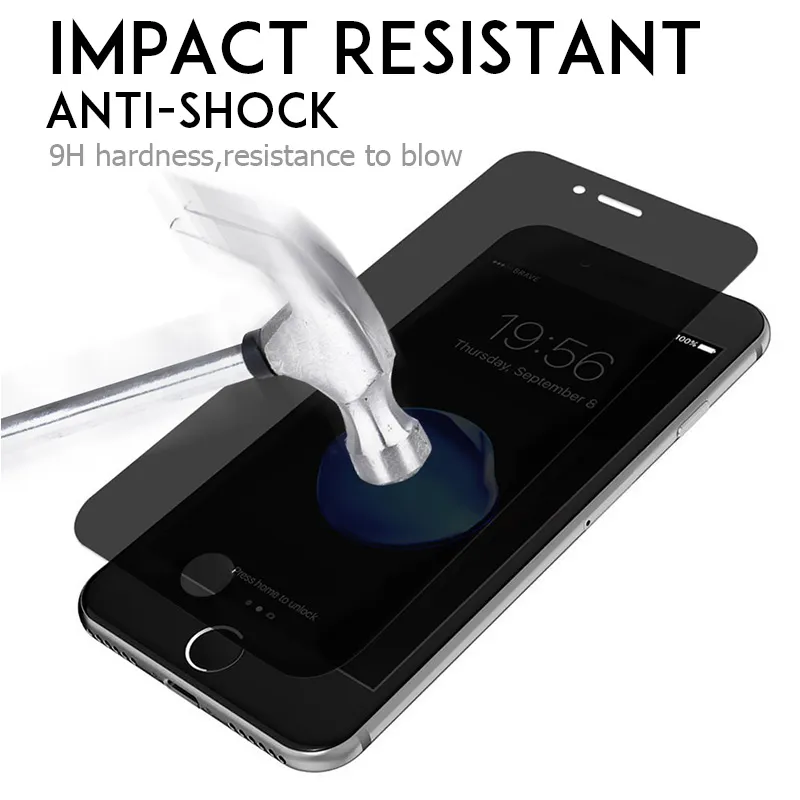 Voor iPhone XS XR XS MAX 6 7 8 6 PLUS 7 PLUS 8P 5 5S SE 9H Privacy Tempered Glass Anti-Spy Screen Protector 100 stks / partij Simple Opp