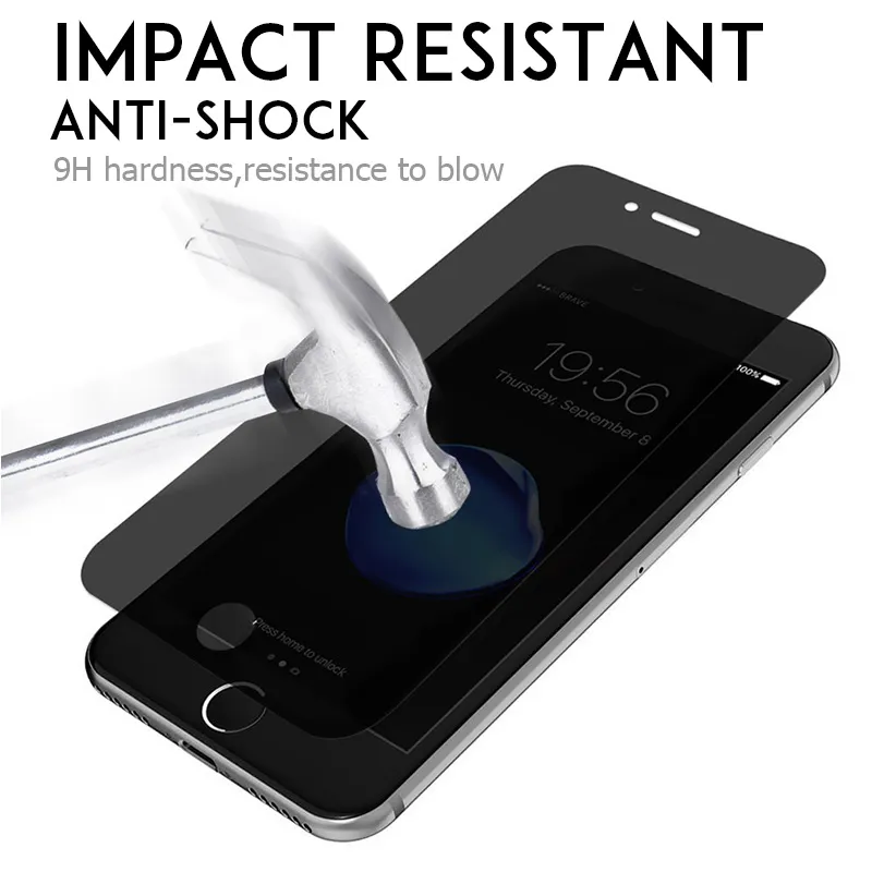 For iphone XS XR XS MAX 6 7 8 6 plus 7 plus 8P 5 5S SE 9H Privacy tempered glass Anti-spy screen protector Simple opp