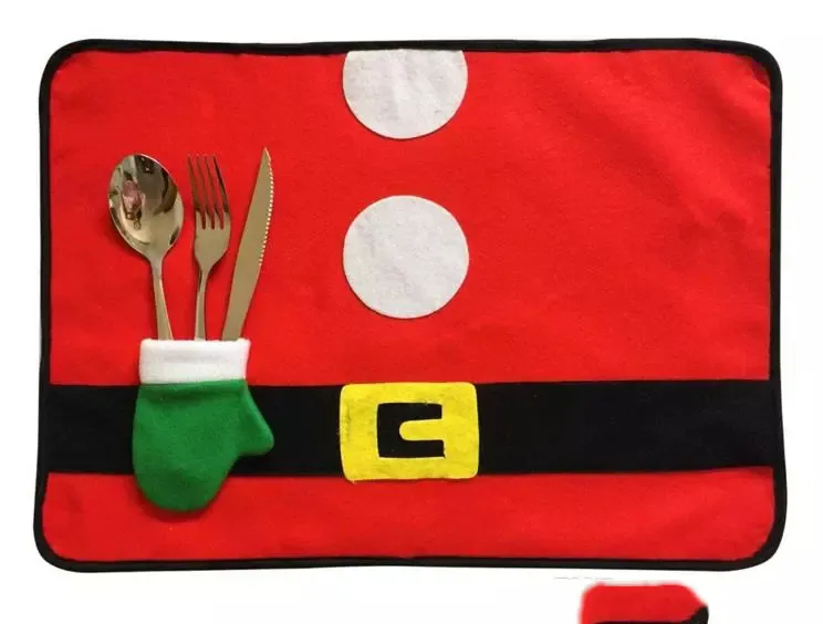 mais recentes celebrações sentiram pano de Natal Red Tabela Mat Tabela Placemats Decor Dinner Party Xmas estilo rústico decoração festiva fornecimentos vermelho