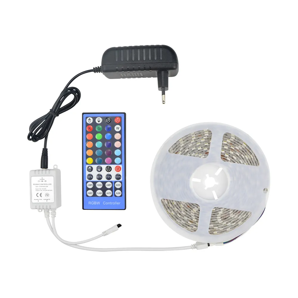 SMD 5050 RGBW 5M Taśma LED Light Taśmy (RGB + biały / ciepły biały) DC12V elastyczna lampa wstążkowa 60leds / m 40Kley Controller + 3A Zasilacz
