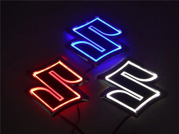 Estilo do carro 8 05cm 8cm branco azul vermelho 5d emblema traseiro lâmpada logotipo led luz adesivo lâmpada para suzuki zuki alto jimny swift285j