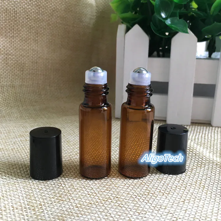 Bouteilles à roulettes en verre colorées de 5 ml en gros avec boule en métal pour huiles essentielles, aromathérapie, parfums et baumes à lèvres - Taille parfaite pour les voyages