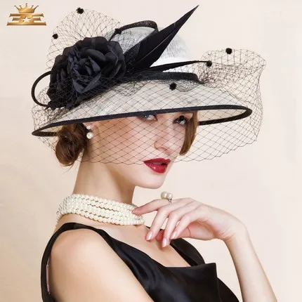 Women Church Hats Women Dress Hats Derby Church Hats 100% Polyester Satin Ribbons Two Colors Available