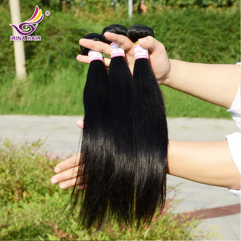 Малайзии прямые человеческих волос 3bundles с закрытия шнурка средней/бесплатно/3 пути человеческих волос