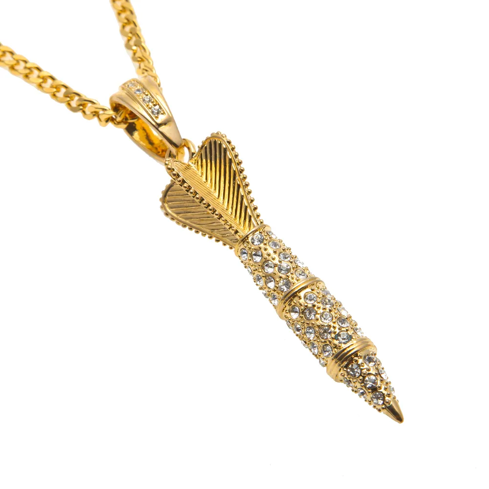 Punk Rock Jewelry Arrow Pendant Necklace: Silver Gold Plated Hip