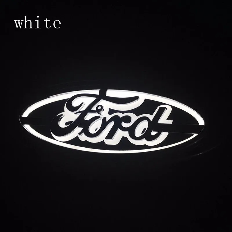 For Ford FOCUS 2 3 MONDEO Kuga New 5D Auto logo Badge Lamp Special modified car logo LED light 14 5cm 5 6cm Blue Red White226a