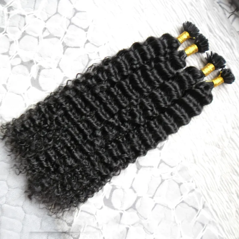 Mongolian kinky curly hair 200g الكيراتين البشري الانصهار الشعر nip u tip 100 remy extensions Human Hair