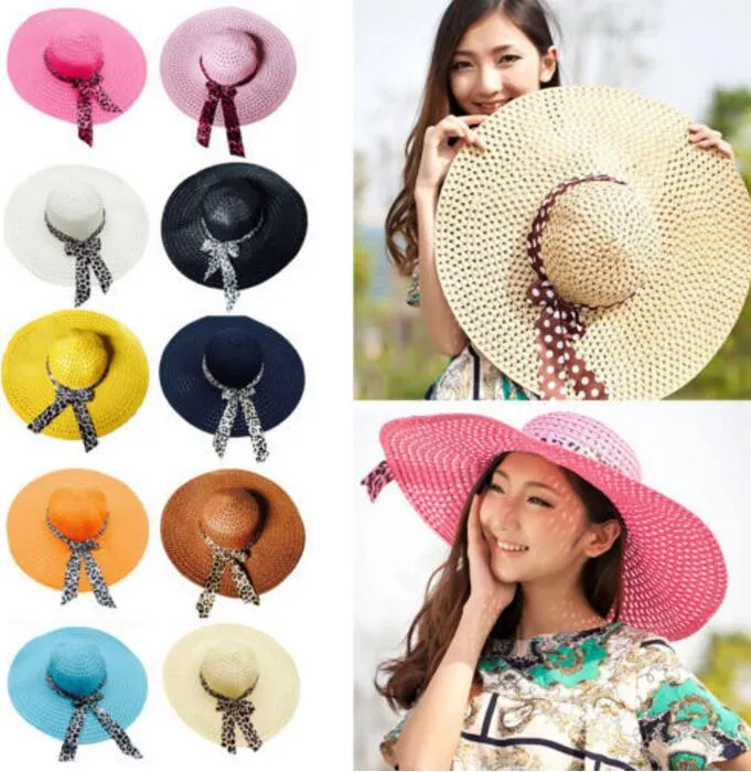 2016 New Wide Brim Floppy Fold Sun Hat Sommarhattar För Kvinnor Ut Dörr Solskydd Straw Hat Kvinnor Beach Hat