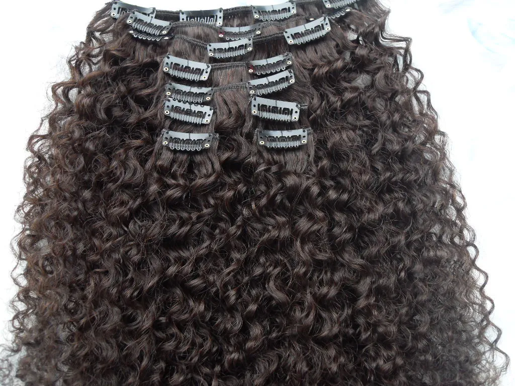 Brazilian hair African American afro kinky curly hair clip in human hair extensions natural black clips Extensions