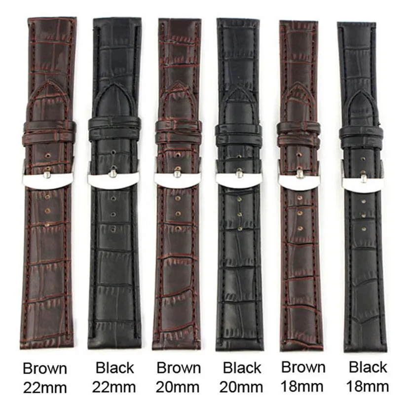 Wholesale-2015 عالية الجودة عرق ناعم النطق من الجلد الأصلي حزام فولاذ الإبزيم الشوكة شريط 18 مم 20 مم 22 مم p56