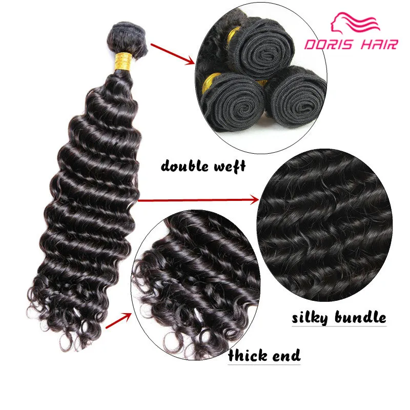 Hot Sale Brazilian human Hair Weave Deep Wave Virgin Hair bundles extension Hair weft 