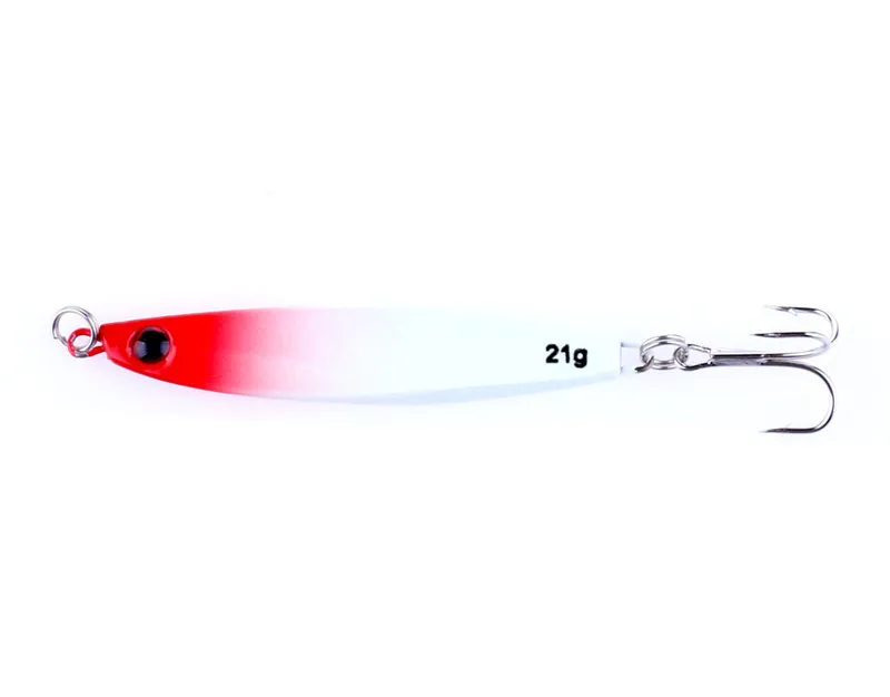 뜨거운 금속 회 전자 숟가락 낚시 crankbait 21g 아연 합금 하드 미끼 조심 스피어 훅이있는 Spear 모양 미끼 금속 유혹