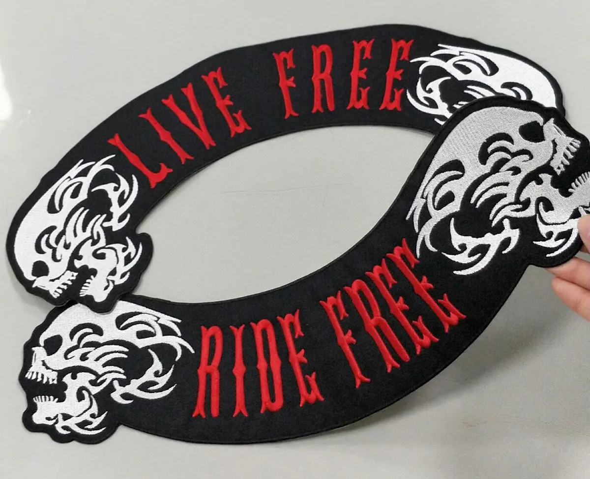 LIVE FREE RIDE FREE ROCKER MC Biker Patch Personnaliser Grande Taille Veste Gilet Badge 40 cm Livraison Gratuite