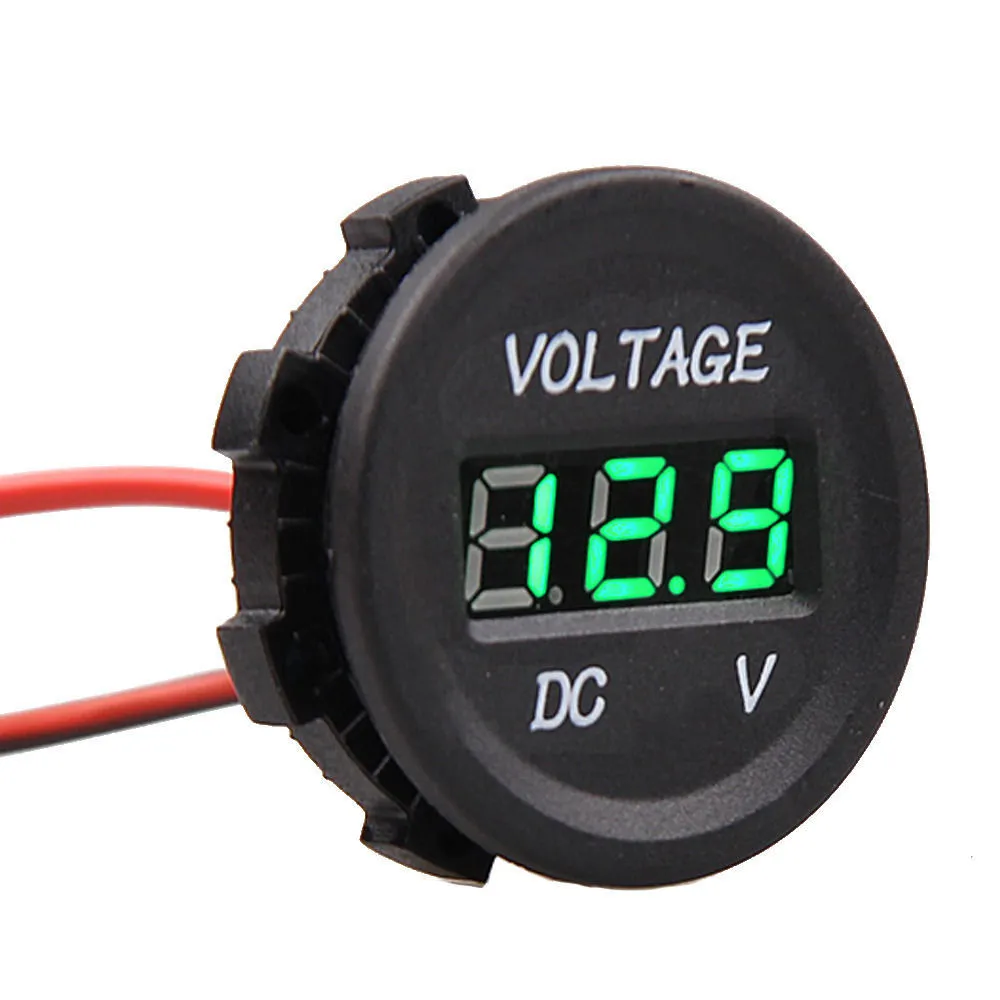 Jauge étanche professionnelle, voltmètre à affichage numérique LED 12V-24V,  lumière LED rouge bleu vert pour mesure universelle de voiture et moto