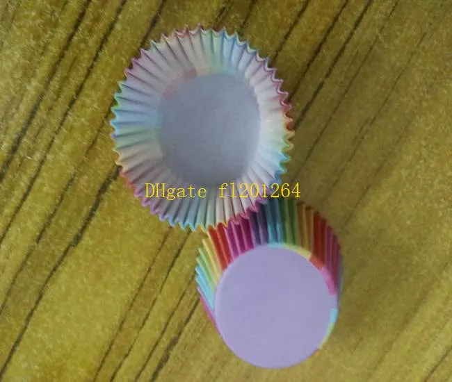 Snelle verzending Nieuwe Kleurrijke Regenboog Papieren Cake Cupcake Liners Bakken Muffin Cup Case voor Bruiloft