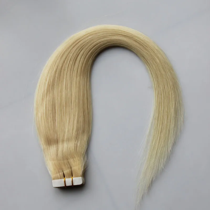 6a platinum blonde straight hair brazilian skin weft Hair blonde tape human hair 30g 40g 50g 60g 70g