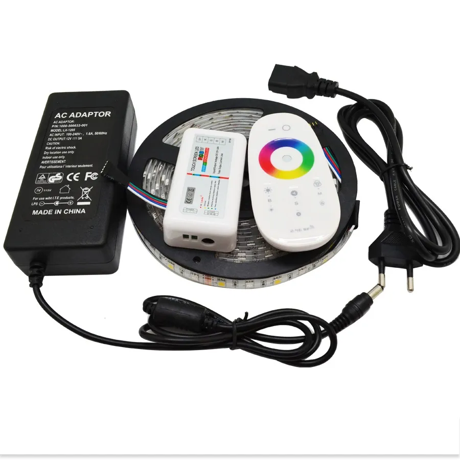 5M flexibles RGBW 5050 SMD LED-Streifenlicht IP65 wasserdicht DC12V RGB + weißes Diodenband + RGBW-Fernbedienung + 12V 5A Netzteil