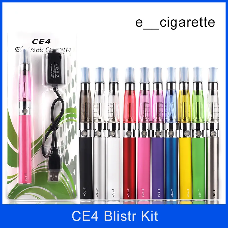 Kit de démarrage Ego atomiseur CE4 Kit de cigarette électronique pour cigarette électronique 650mAh 900mah 1100mAh Batterie EGO-T Kit de blister ce4 Clearomizer E-cigarette