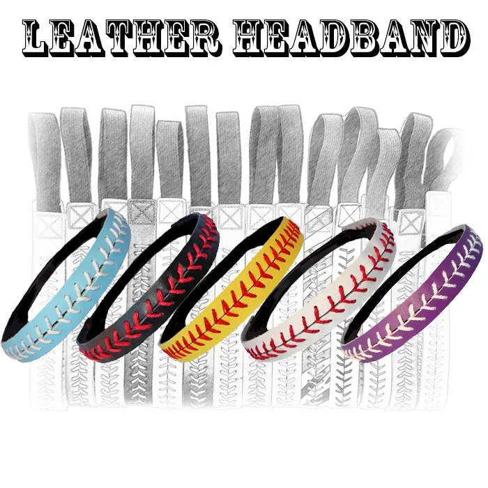 Nouveau design en gros 26 couleurs SOFTBALL SEAMSTITCH HEADBAND Stretch Sports Softball CUIR bandeau DHL gratuit