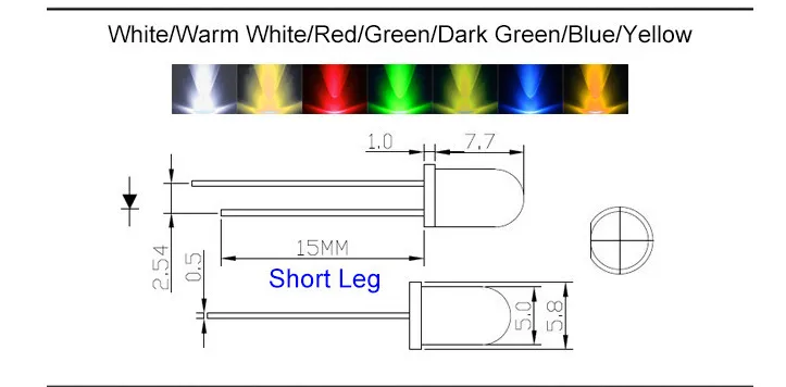 1000 st 5 mm Rött Runt Vatten Klar LED-ljusdiod Ultra Bright Bead Plug-in DIY Kit Öva vidvinkel