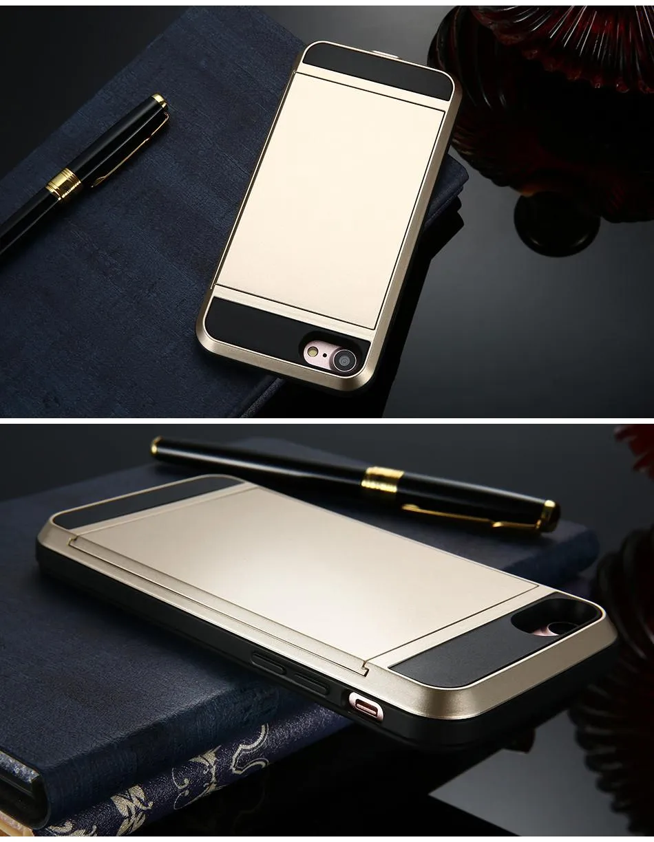 High quality Card Pocket For iPhone X case luxury phone case for iphone 8 7 6 6S Plus Wallet Case