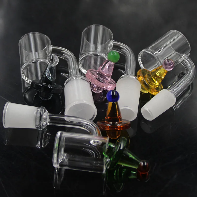 Quarz-Trog-Quarz-Banger-Nagel mit farbiger Vergaserkappe, weiblich, männlich, 10 mm, 14 mm, 18 mm Gelenk für Glasölbohrinseln, Glasbongs