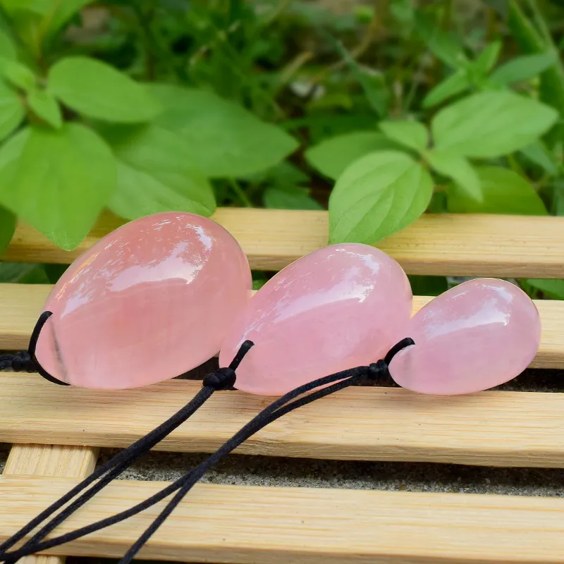 3 pçsset rosa quartzo cristal ovos corda yoni cura ovos ferramenta massagem pélvica kegel exercício vaginal aperto bola para saúde car4172696