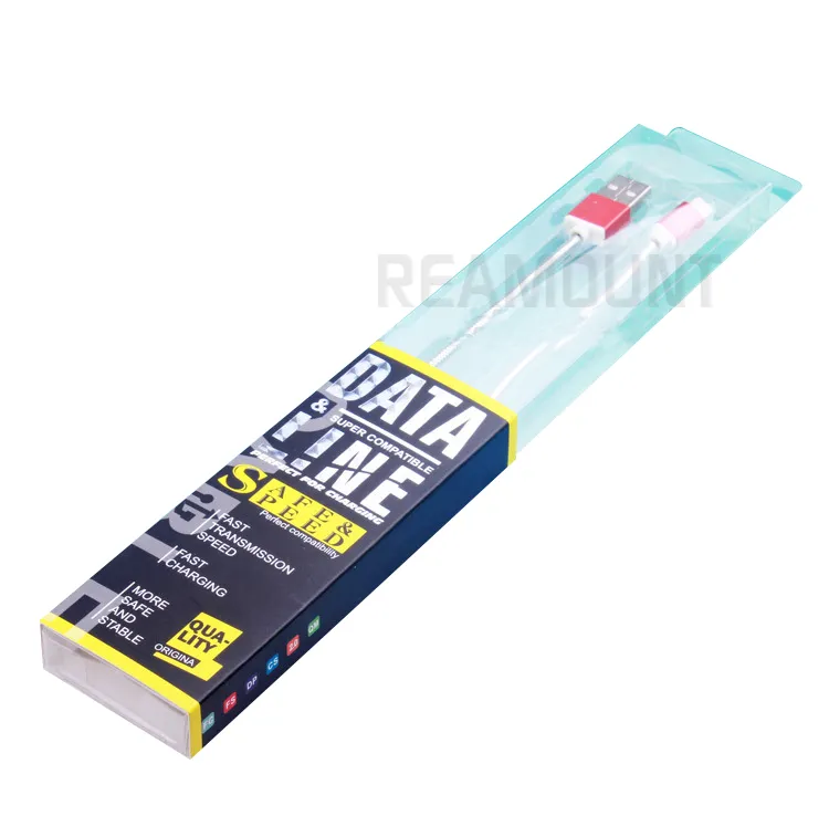 Plastic PVC-verpakkingsdoosverpakking voor micro-USB-kabel Pakketdozen Datalijnkabels Oplader Op maat gemaakt9906398