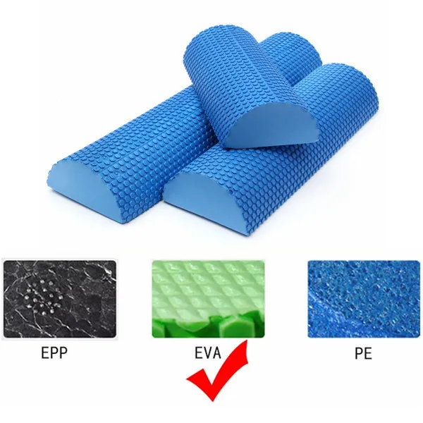 Frete grátis 30 centímetros Blocos da ioga Half Round EVA rolo de espuma Yoga Pilates de Fitness Foam Roller Ginásio exercício da aptidão com massagem de ponto flutuante