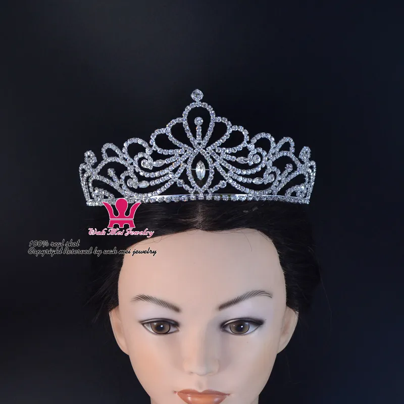 Braut Tiara Kristall Strass Kronen Hochzeit Haarschmuck Prinzessin Schönheitswettbewerb Königin Kreuz Krone für Show oder Party 02238M302d