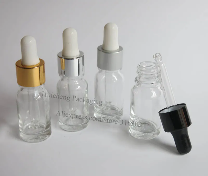 Flacone vuoto per olio essenziale in vetro trasparente da 200 x 10 ml con contagocce Fiale contagocce trasparenti da 10 cc