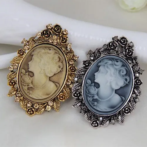 Top Quality Áustria Cristal Strass Estilo Vintage Moda Estilo Vitoriano Cameo Broche Senhora Cachecol Broche Pinos Venda Direta Da Fábrica Barato!