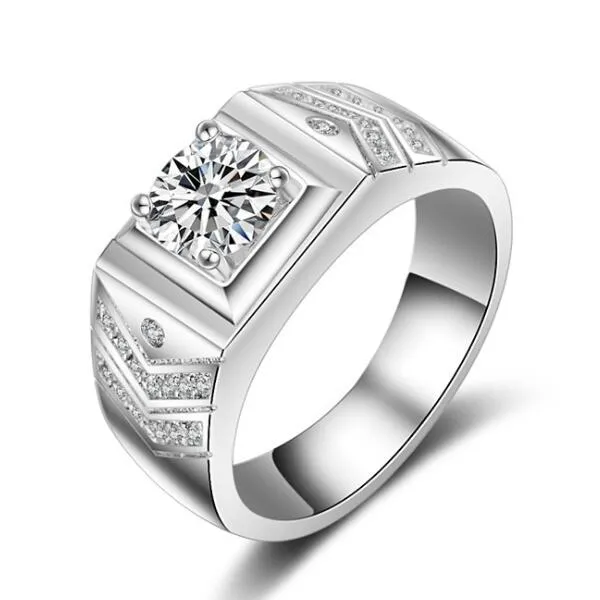 1 Anel de Noivado de Casamento com Diamante Sintético Genuíno SONA 25CT para Homens e Mulheres Prata 925 com Pedras Laterais262f