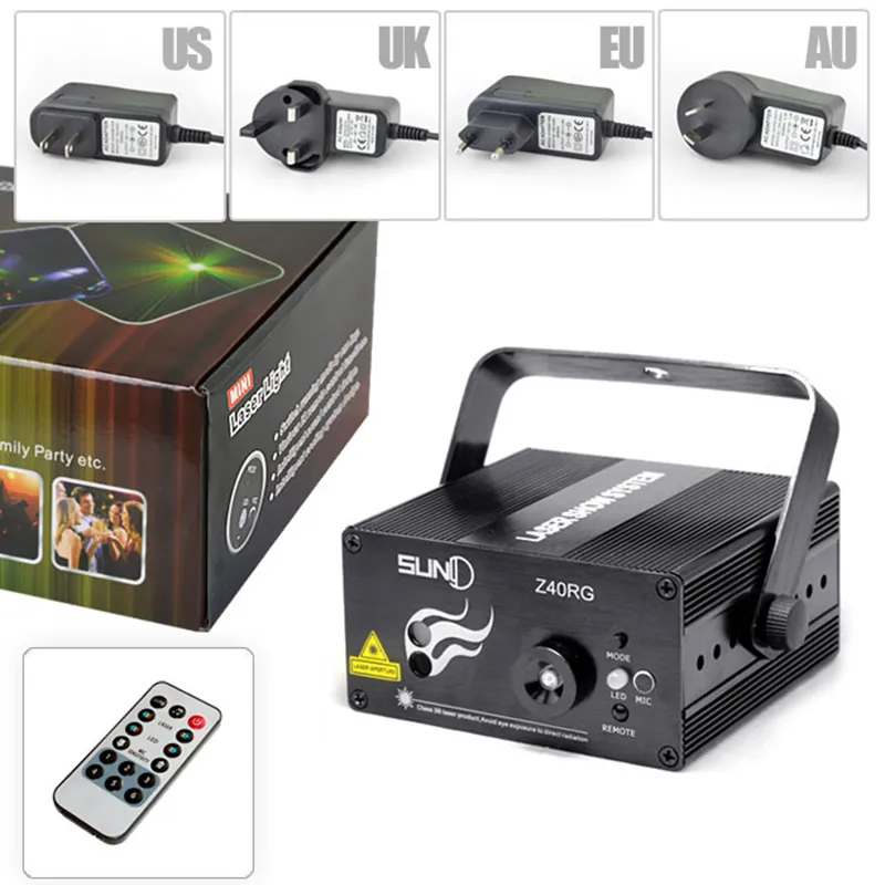 Stage Laser Projector Luzes Mini IR portátil remoto RG 40 Padrões de LED DJ Party Xmas Início KTV Dsico Mostrar Stage Lighting Z40RG