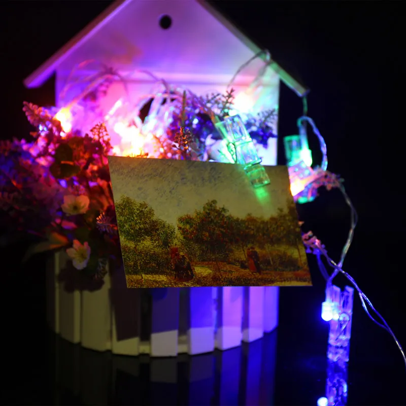 2M 20LEDs Clamp LED String Light With AAA Battery Box Operated Flash ...