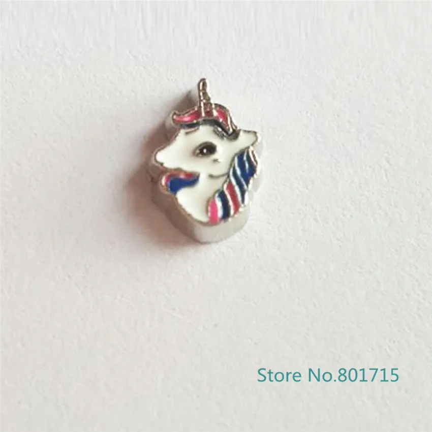 Ny designhäst FC1680 Floating Locket Charms Unicorn 10st Floating Living Charms As Gift Wholes Christmas Charms2408115