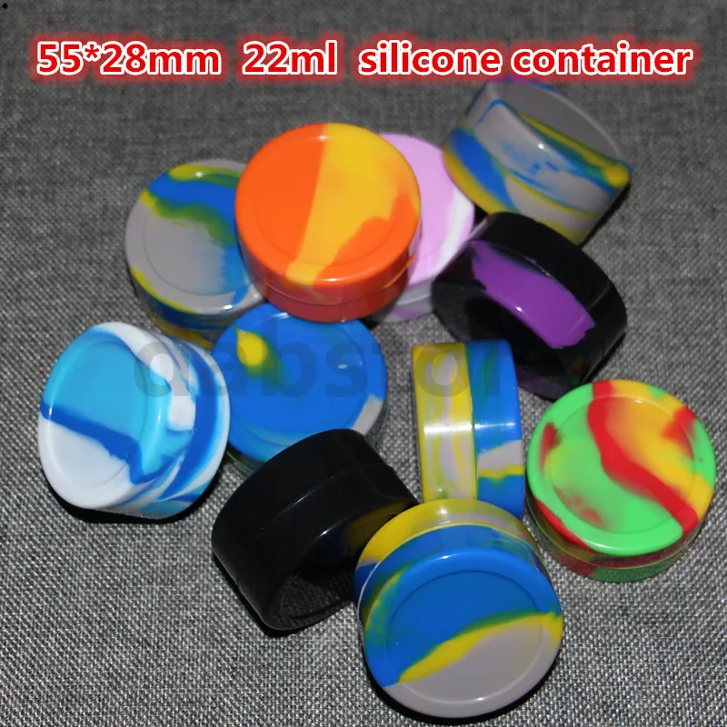 Armazenamento de ervas secas 22ml frascos Dab Silicone Container para Atomizer Vaporizador E Cigarro Caixa de óleo reutilizável Caixas de cera de silicone recipientes