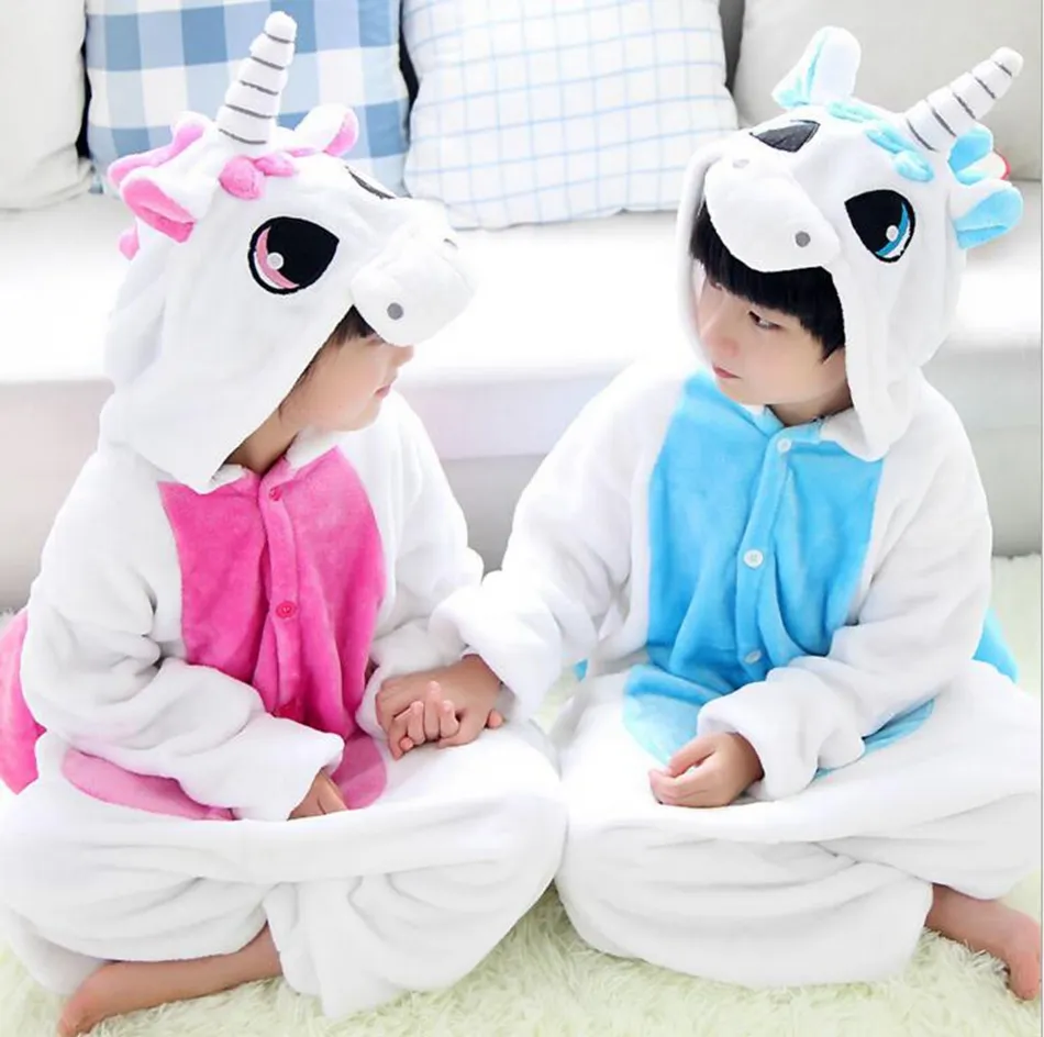 Baby unicorn rompers flannel barn djur häst jumpsuits pyjamas tecknade unicorn barn klättring kläder 9 stilar 50pcs ooa3341