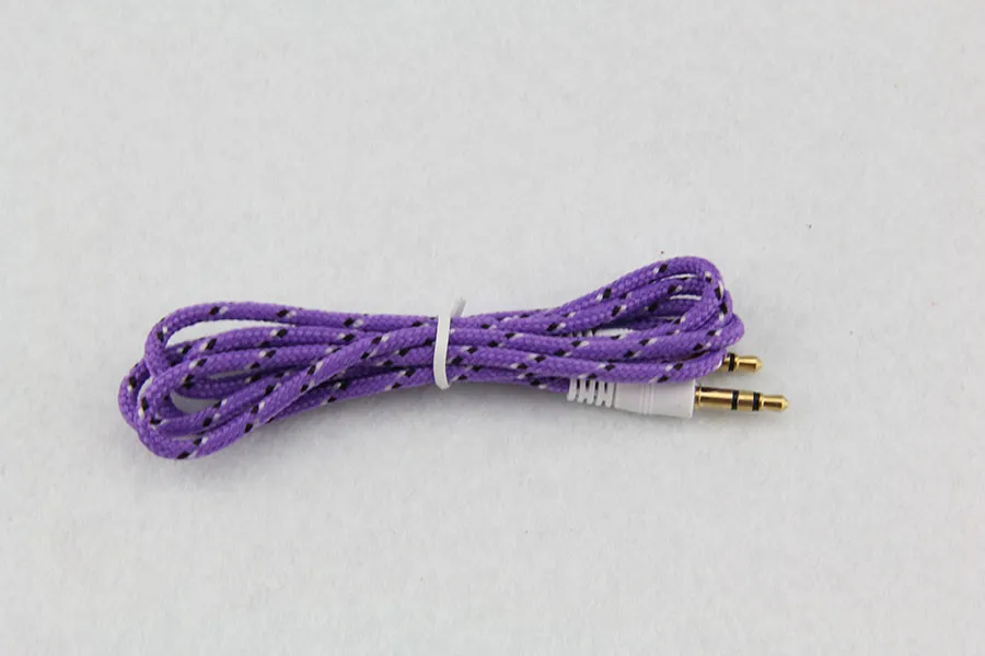 Оптовая продажа 500 шт. / лот 3.5 мм стерео аудио AUX кабель плетеный тканые ткани провода вспомогательные шнуры Джек мужчин и мужчин M / M 1 м 3 фута свинца для Iphone sa