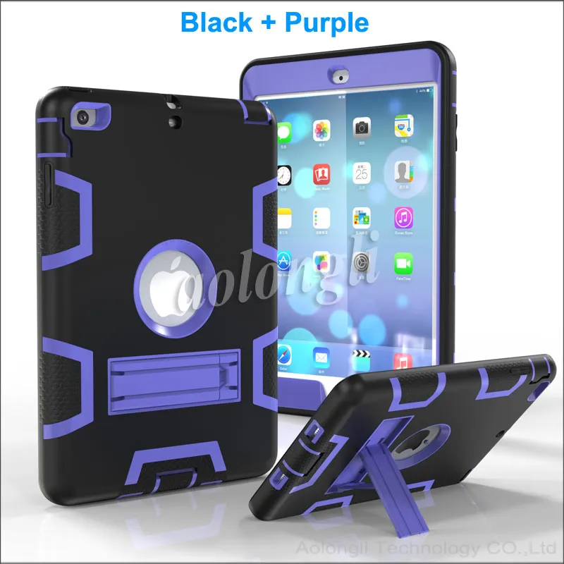 Nieuwe Kickstand Hybrid 3 in 1 Robot Protection Case PC + Siliconen Rubber Armor Stand Cover Case voor iPad Mini 1 Mini 2/3