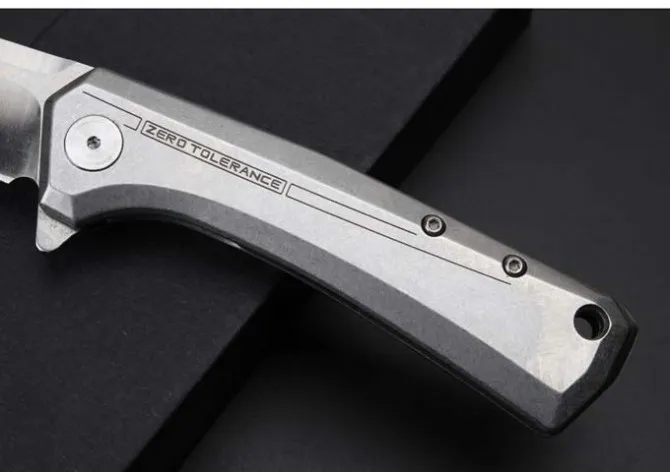 Sıfır tolerans ZT0808 Taktik Katlanır Bıçak D2 Blade KVT Rulman Sistemi Çelik Titanyum Alaşım Kolu Kamp Survival Çakı EDC