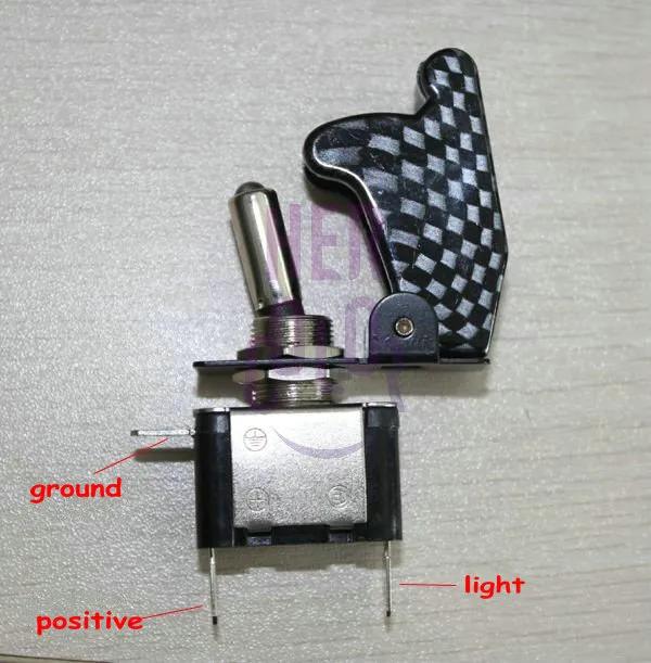 5 stks Carbon Fiber Toggle Switch 12V 20A AAN OFF 2 PIN ROD BLAUW LED-lampje met afdekregeling Rocker Switch Auto Truck Light Switch