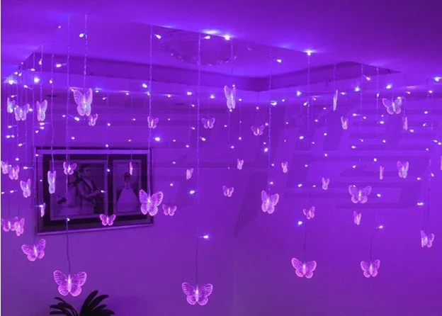 Mehrfarbiger Schmetterlings-LED-STRING-Streifen, Festival-Feiertagsbeleuchtung, Weihnachtshochzeitslampen, 4 m, 100 SMD, 110 V/220 V, EU/US/UK/AU-Stecker