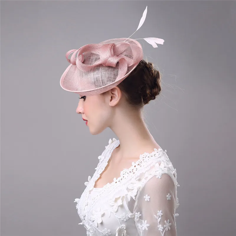 Fascinator Wedding hairpin Flower Feather Bow Hair Accessories Bridal Head Hats For Wedding Party Christmas Veils Hairbands Vintag255S