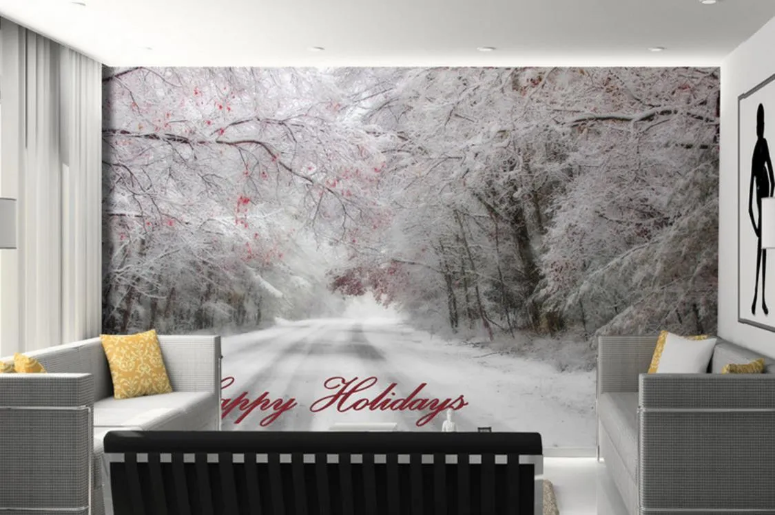 Nordic Belle photo Papier peint Murales Winter Forêt d'hiver Animal de Parede 3D Simple Simple Simplicity TV